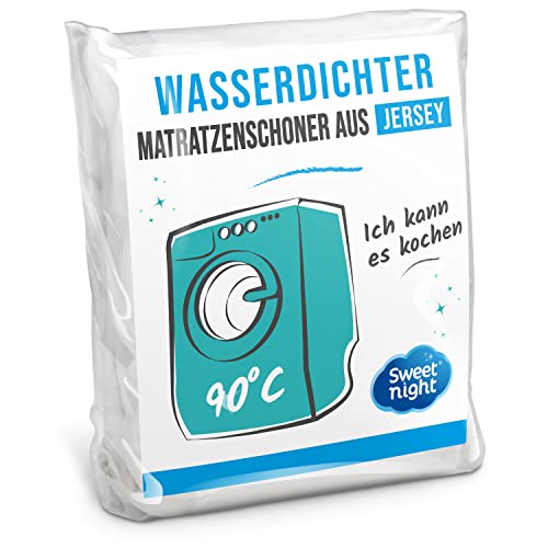 Sweet Night Sweetnight - Matratzenschoner 140x190 cm | wasserdichte und mikroatmungsaktive Matratzenauflage | Sanft und leise | Waschbar bei 90°C, Weiß