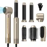 Hairstyler 6 in 1, 1400w Warmluftbürste Airstyler Haarstyler 3 Temperaturanpassungen, Rundbürstenföhn Mit 30mm Air Curling Lockenstab,Rundbürste Haartrockner Glatter Kamm