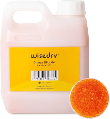 wisedry Kieselgel-Trockenmittelperlen, wiederverwendbar, mit Farbanzeige, Orange bis Grün,0,9 kg [2 LBS], Perlengröße 2–4 mm, wiederaufladbar, lebensmittelecht