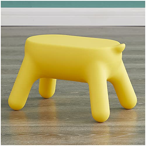 Children's Stool Plastic Stool Creative Plastic Tea Table Stool Creative Plastic Stool Bedroom Dining Room Living Room Entrance Shoe Changing Stool Leisure Chair(Size:38cm*26cm*25cm,Color:Yellow)