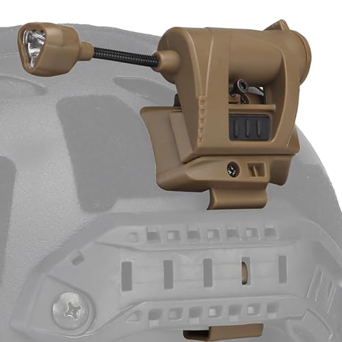 Taktische Helmlampen 4 Modi Grün/Rot/Weiß/IR LED Aufgabenlampe mit Helmlampenhalterung Biegbare Überlebenssignallampen für Outdoor-Jagd Airsoft Militär Schnelle Helmlampen (Braun)