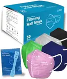 Tayogo 50 FFP2 Schwarz Stück Maske Atemschutzmaske Staubschutzmasken hygienisch einzelverpackt zertifiziert CE Mundschutzmaske EU2016/425 Respirator Mask Masken 5-Lagen