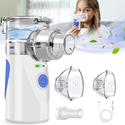 LanBlu Inhalationsgerät Kinder, Vernebler Inhaliergerät Set mit 2 Zerstäubungsmodi, Ultra Leise Nebulizer Inhalator Ultraschall, Partikelgröße 1-5µm Tragbares Inhalationsgerät Erwachsene und Kinder