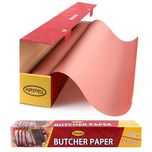 Tikxlafe Metzgerpapier Rolle Pink, BBQ Kraftpapier 60cm x 50m Metzger Papier, Butcher Paper for Smoking Meat Kochen von saftigem für Grill, Smoker, Fischfleisch