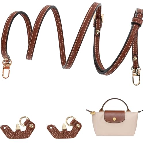 GIBOHOM Schultergurt Kompatibel mit Tasche Damen und Mini Bag Straps, Verstellbarer Lederriemen für Taschen mit 2 Stück Schultergurtadapter (Breite des Schultergurtes 0.9 cm, Braun)