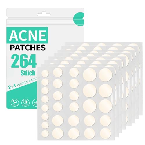 Pimple Patches Hydrokolloid Unsichtbare Pickel Patch mit Teebaumöl Tag und Nacht Verwenden Pimple Patch Akne Patches Wasserdichte Atmungsaktive Acne Patch Pflaster Anti (264 Stück)