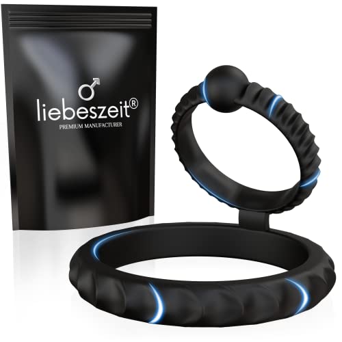 LIEBESZEIT© Penisring Dual - NEUHEIT 2024 - Innovativer Cockring Penis Ring Sexspielzeug Pennisring dehnbar Silikon - Cock Hodenring Extrem Potenzsteigerung Erektionshilfe Sextoy Penisringe für Männer