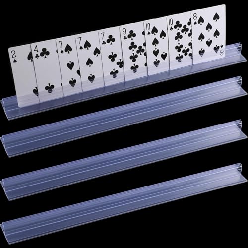 4 Stück transparente Plastik Spielkartenhalter, Freisprech Kartenständer, Karten Halterung für Spielkarten – Perfekt für Poker, Bridge und Gesellschaftsspiele – Kartenaufsteller, Spielkartenhalter