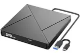 Externes CD DVD Laufwerk, USB 3.0 & USB-C CD/DVD Laufwerk Extern, CD DVD +/-RW ROM Brenner Optical External DVD Drive für Laptop, PC, Desktop, MacBook, iMac, Windows 11/10/8/7/XP/Linux/MacOS