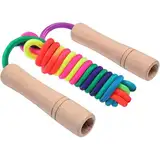 Homello Verstellbares Springseil für Kinder, 260 cm Regenbogen-Springseil mit Holzgriff, ideal für Fitness, Spiel und Fettverbrennung