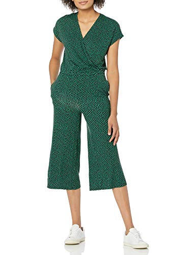 Amazon Essentials Damen Kurzärmeliger Surplice-Jumpsuit, Verkürzt, mit Weitem Bein, Wolkenaufdruck, XL