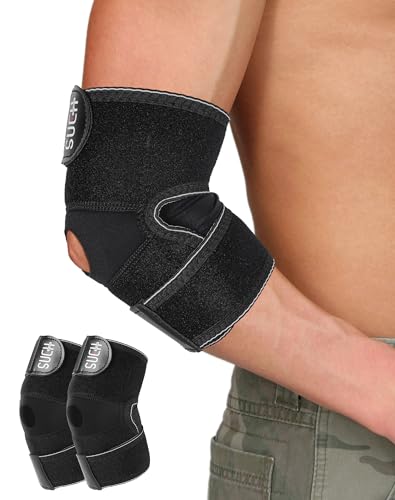 SueH Design Tennisarm Bandage für Herren und Damen, Ellenbogenbandage für Tennisellenbogen, Golferellenbogen, Sehnenentzündung, Schmerzlinderung, Bandage Ellenbogen (2 Stück), Schwarz