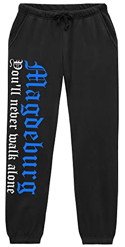 Magdeburg Never Walk Alone Jogginghose | Magdeburg Hose Magdeburg Fanartikel Ultras Sport Magdeburg Geschenk | M1 Schwarz (XL)