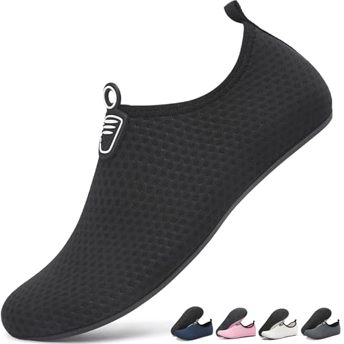 Sixspace Damen Herren Badeschuhe Wasserschuhe Schwimmschuhe Männer Frauen Strandschuhe Aquaschuhe Barfußschuhe für Strand,Pool,Meer,Wassersport,Tauchen,Surfen,Aqua Cycling(Schwarz,44 EU)