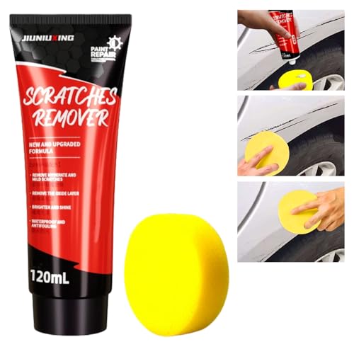 Autokratzer-Reparaturpaste Upgrade-Set 120ml Kratzer Entferner Auto Car Scratch Repair Paste Polierpaste Auto Kratzer Entferner mit Schwamm für Verschiedene Autooberflächen