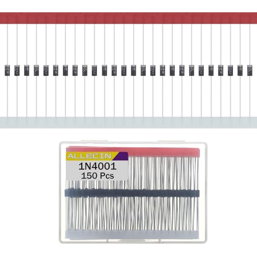 ALLECIN 150 Stück 1N4001 Gleichrichter Diode IN4001 1A 50V 4001 Axial 1Amp 50Volt Gleichrichterdiode Rectifier Dioden DO-41