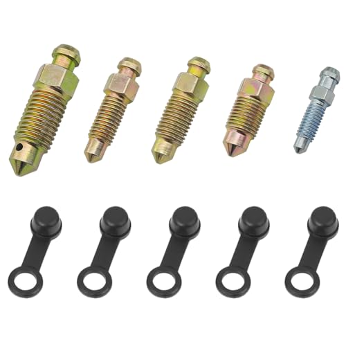 Hohlschraube Entlüftungsschraube mit Kappe für Motorrad Schraube für Entlüftungsschraube Hauptbremszylinder Bremssattel M6 x 1 mm M7 x 1 mm M8 x 1,25 mm M10 x 1 mm M10 x 1,25 mm 5 Stück