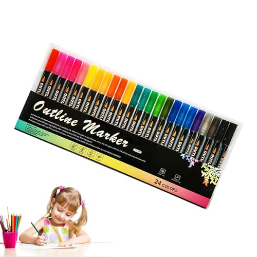 Funkelnde Filzstifte, Glitzermaler - Mehrzweck-Konturenstifte - Künstlermaterialien, Kreative Marker für Grußkarten, Poster, Zeichnungen