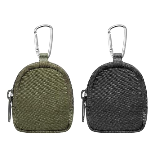 VOSSOT 2 PCS Coin Purse mit Reißverschluss,Leckerlitasche für Hunde Schlüsseltasche Für Den Außenbereich Taktische Mini Geldbeutel Mini-Schlüsseltasche Change Purses Nylon Münzbeutel Münzgeldbörse