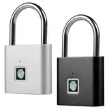 GAOUTO 2 Stück Fingerabdruck Schloss, Fingerabdruck-Vorhängeschloss Sportschloss, Smart Schloss Wasserdicht, Vorhängeschloss Fingerabdruck,USB-Aufladung, Schloss mit Fingerabdruck Klein für Gym,Büro