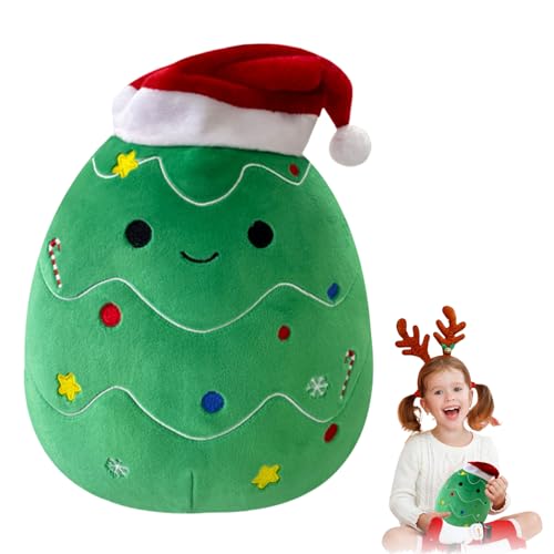 POPOYU Weihnachten Plüsch,8’’ Kleines Kuscheltier Weihnachtsbaum Stofftier Gefüllte Plüschpuppe,Weihnachten Squishmallows Plüschkissen Spielzeug für Kinder Mädchen Jungen Xmas Sofa Dekoration Geschenk