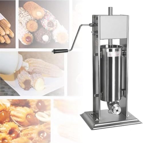 MNBVH Kommerzieller Manueller Churro-Maker Mit 5-Liter-Tank, Manuelle Wurstfüllmaschine, Vertikale Spanische Churrera-Maschine Aus Edelstahl Mit 4 Düsen, Ideal Für Restaurants Und Bäckereien