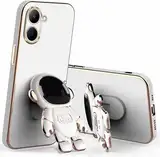 Miagon Kreativ Astronaut Ständer Hülle für Realme C33,Cute Mädchen Dünn Galvanisierte Schutzhülle Weiches Case Bumper mit Astronaut Halter Kickständer