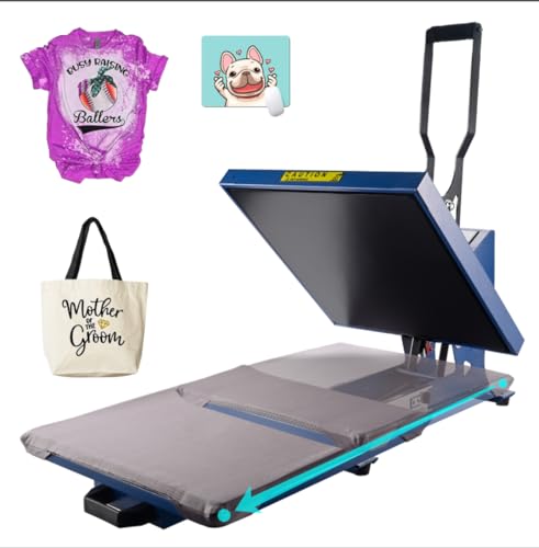 PlanetFlame Heißpresse für T-Shirts Wärmepresse mit Griff für Sublimations-Wärmeübertragungen, Canvas-Taschen, Rucksäcke und andere Projekte Flachbett-Heizpresse (blau)