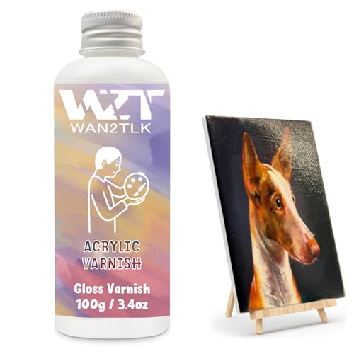 WAN2TLK Acryllack, professioneller Glanzlack für Acrylmalerei, versiegelt und schützt Kunstwerke, ungiftig, Kunst-Acrylfarbenversiegelung für handgefertigte Künstler, Maler und Kinder (100 ml/Glanz)