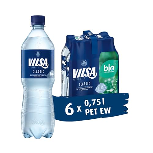 VILSA Mineralwasser classic, 6er Pack Mineralwasser mit Kohlensäure, natriumarm, in Einweg flaschen (6 x 0,75 l PET)