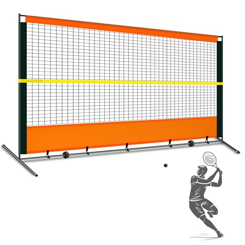 ORIENGEAR Tennis-Rückprallwand - 3,6 m x 1,8 m Rebounder-Netz für Tennis & Schläger, Sportball & Pickleball - Training Rückwandnetz für Court, Hinterhof, Indoor- und Outdoor-Training