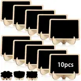 10pcs Mini Kreidetafel mit Ständer, Holz Klein Tafel zum Beschriften, Tischkarten Einschulung Preisschilder Platzkarten Kreidetafel Aufsteller für Hochzeit,Geburtstag,Candybar,Buffet,Party -Rechteckig