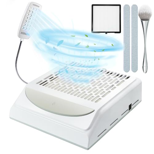 IUHFSIFS Staubabsaugung Für Nägel Mit Filter & Licht【NO.1 Super Suction 100W】Nagelstaubsauger Nagel Staubabsaugung Und Zuhause – Leicht Zu Reinigen