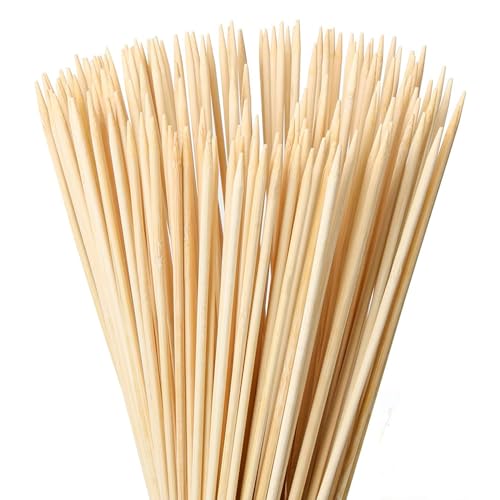 Lahviuu Bambus Grillspieße,300 pcs Stockbrot Spieße Stockbrot Stöcke Spiesse Grill Schaschlikspieße Holzspieße Bambusspieße,für Marshmallow Maiskolben Bonbons Kuchen Desserts Frucht,25cm×3mm