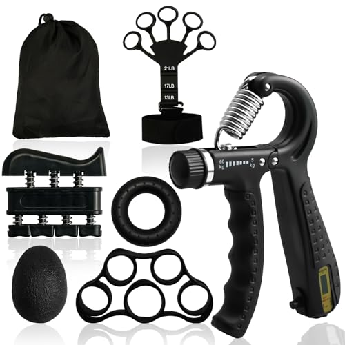 benlidoner Handtrainer Fingertrainer 6er Set Verstellbarer Grip Trainer Unterarmtrainer Finger Trainingsgerät Handgelenk Trainer Trainingsring und Stressabbau Griffkugel