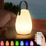 light to hope LED Akku Outdoor Lampe mit Fernbedienung Dimmbare Tischlampe Kabellos 8 Farben & Warmweiß IP44 Wasserdicht USB-C Camping Lampe für Außen, Garten, Terrasse, Esstisch, Bar 14 x 20 CM