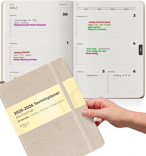 Kalender 2025 2026 A5 - Terminkalender, Lehrerplaner, Schülerplaner, Uni Planer 2025 2026 - Wochenplaner Buchkalender - Terminplaner, Notizbuch mit Kalender Buch 2025 2026 - Juli 2025 - Dezember 2026