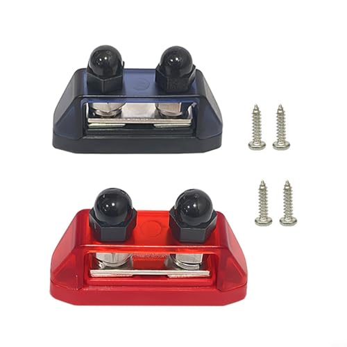 HpLive12V-48V DC Sammelschienen Verteilerblock，Bus Bar Verteilerblock mit Dual Studs Terminals Block für Auto RV Boat(Rot+Schwarz)(M8)