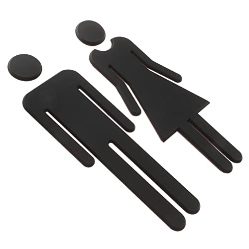 HOODANCOS 1 Paar Toiletten schild öffentliche Damentoilette Toilettenetikett Unisex Badezimmerschilder für Männer und Frauen Badezimmer-WC-Schild Edelstahl 304 Black