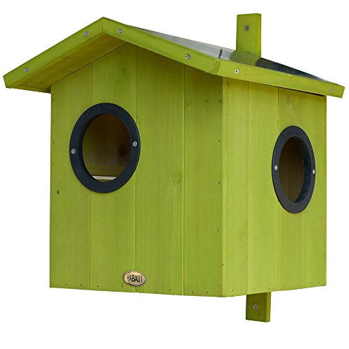 HABAU Eichhörnchenhaus aus Holz, wetterfest & sicher mit Zinkdach, 3 Eingängen & Reinigungsklappe – Artgerechter Nistkasten für Eichhörnchen - Kobel, 30 x 30 x 30 cm