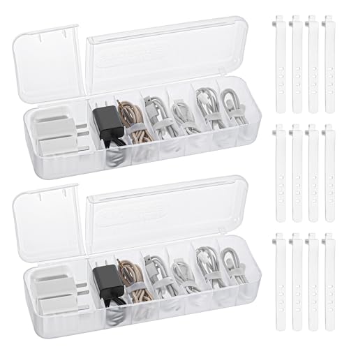2 Stück Kabel Organizer - Kabel Organizer Box für Kabelaufbewahrung und Sortierung, Aufbewahrungsbox für Ladekabel, praktischer Kabelschutz und Kabelaufwicklung