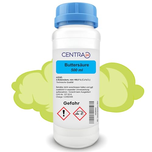 Centra24 Buttersäure 500ml, 99,5%, n-Butansäure, Propylcarbonsäure, Butric Acid, C4H8O2, Labor, Experiment, n-Buttersäure (500 ml)