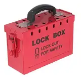 Safety Group Vorhängeschloss-Box, Edelstahl-Lockout-Tagout-Box mit Ergonomischem Griff, Fasst 13 Vorhängeschlösser, Klappdeckel und Riegel, Sichtbares Schlüsselloch,