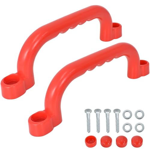 Haltegriffe 2pcs Haltegriffe Für Spielanlagen Griffe Haltegriffe Aus Kunststoff Sicherheitsspielgriffe Handläufe Griffe Kinderspielplatz rutschfeste Griffe Für Klettergerüste, Baum, Spielhäuser (Rot)