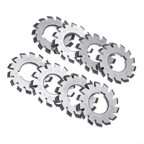 8 Stück M1 Involute Zahnräder, 22 mm PA20° praktisches Hochgeschwindigkeitsstahl HSS Involute Zahnradschneider-Set für präzises Schneiden
