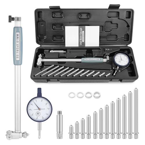 BEBANG Zylinder Messuhr Set 50-160MM （1.97"-6.23"）Anzeige 0.01MM(0.0003")，Isolierte Griffe für tiefe Motorzylinder Messung