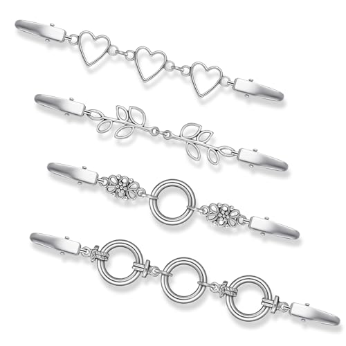 4 Stk Vintage Cardigan Clips für Frauen, Brosche Antik Schal Clips, Schal-Clips für Damen und Mädchen, Strickjacke Clips,Geeignet für Kragen, Umhang, Schals, Mantel(4 Stile)