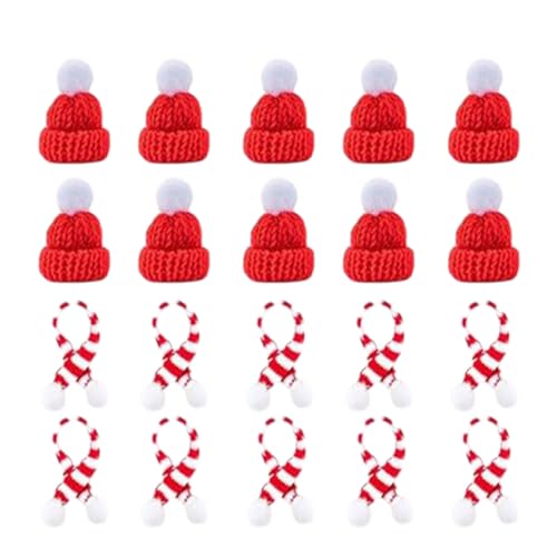 Navna Set mit 20 weihnachtlichen Miniatur-Hut-Dekorationen, modisches Accessoire für stilvolle Flaschen und Partyzubehör, Dekoration