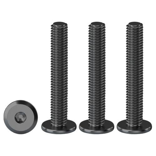 Drenky 20 Stück Schrauben mit Innensechskant Flachkopfschrauben M4 Linsenkopfschrauben Gewindeschrauben M4x40mm Edelstahlschrauben Schwarzes Oxid, für Möbelmontage, Holzbearbeitungsprojekte