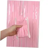 HOMSFOU Tischrock mit Quaste partydekoration Party Decoration Tischdecke mit Tassel Fransenparty Dekoration Lametta Türvorhänge tischrock Regenvorhang für den Hintergrund Rosa